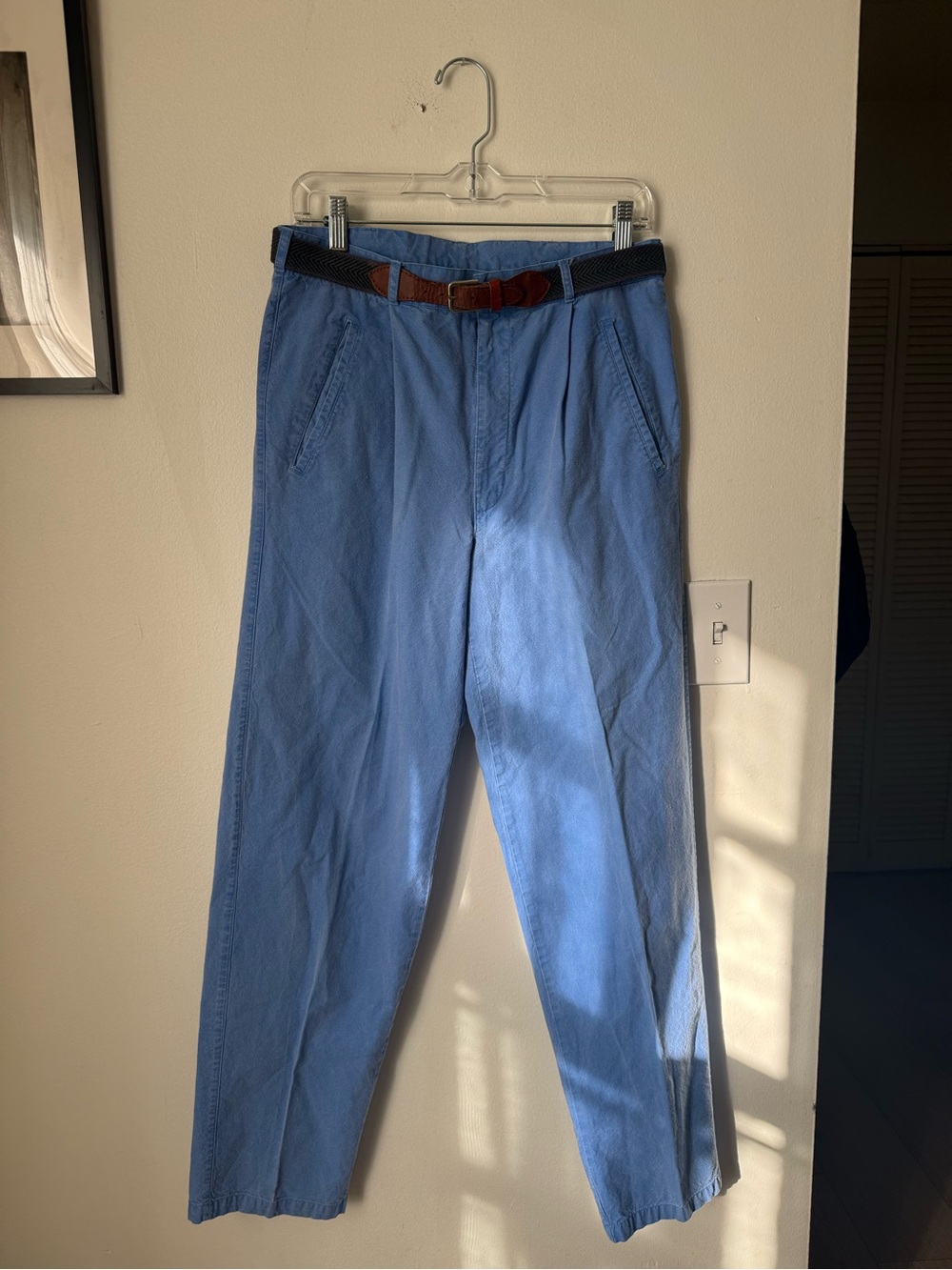 Le Tigre Sky Blue Cotton Chinos with Brown Belt
